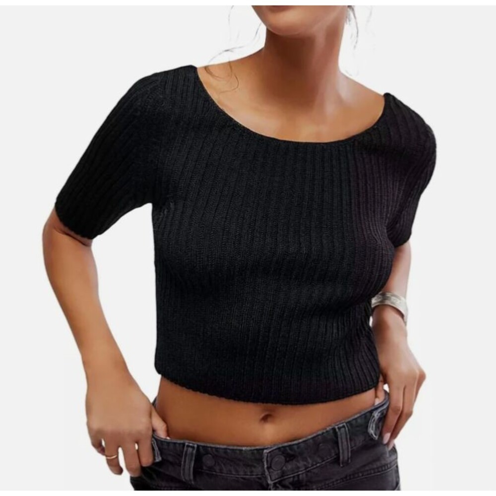 Free People San Lucas Women’s Pullover Sweater Top size S NWT Rib Knit Low Back